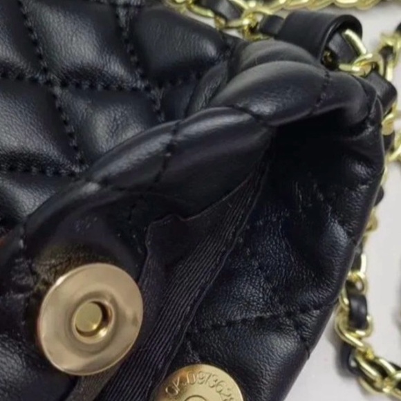 Black Quilted Chain Crossbody Bag with Attached Gold Chain; NIB - Picture 9 of 10